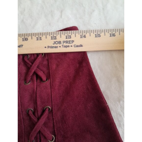 Womens Small Hippie Go Go 60s Western Cowgirl Faux Suede Lace Front Mini Skirt - Picture 7 of 7